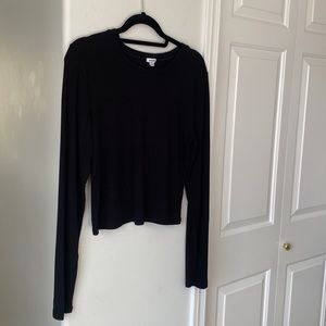Garage - Black Ribbed Long Sleeve Crop Top